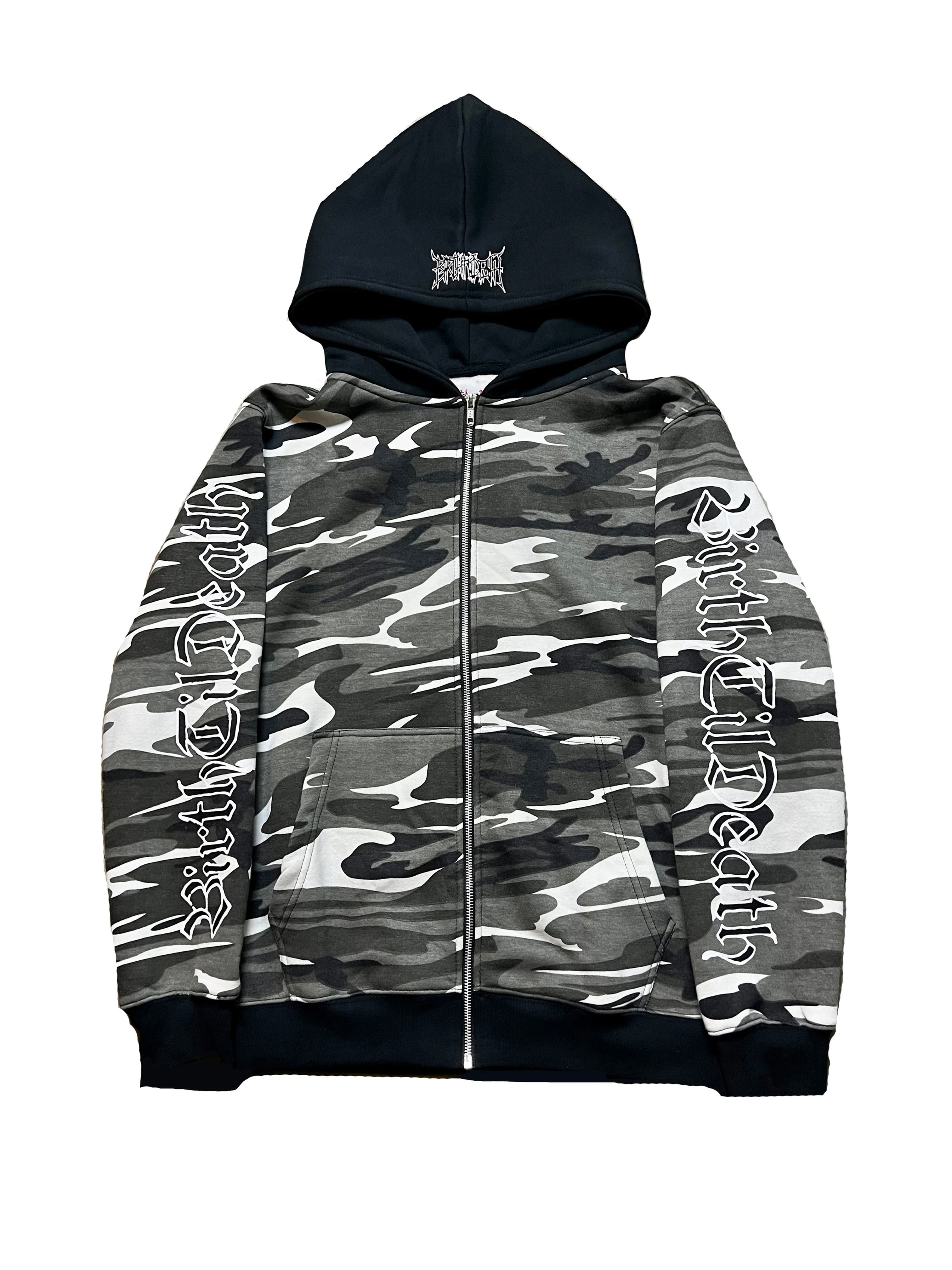 ★BADBLOOD ★CAMO HOOD ZIP UP Badblood [w-hde24-027] camo hooded zip-up - military | KAZUE