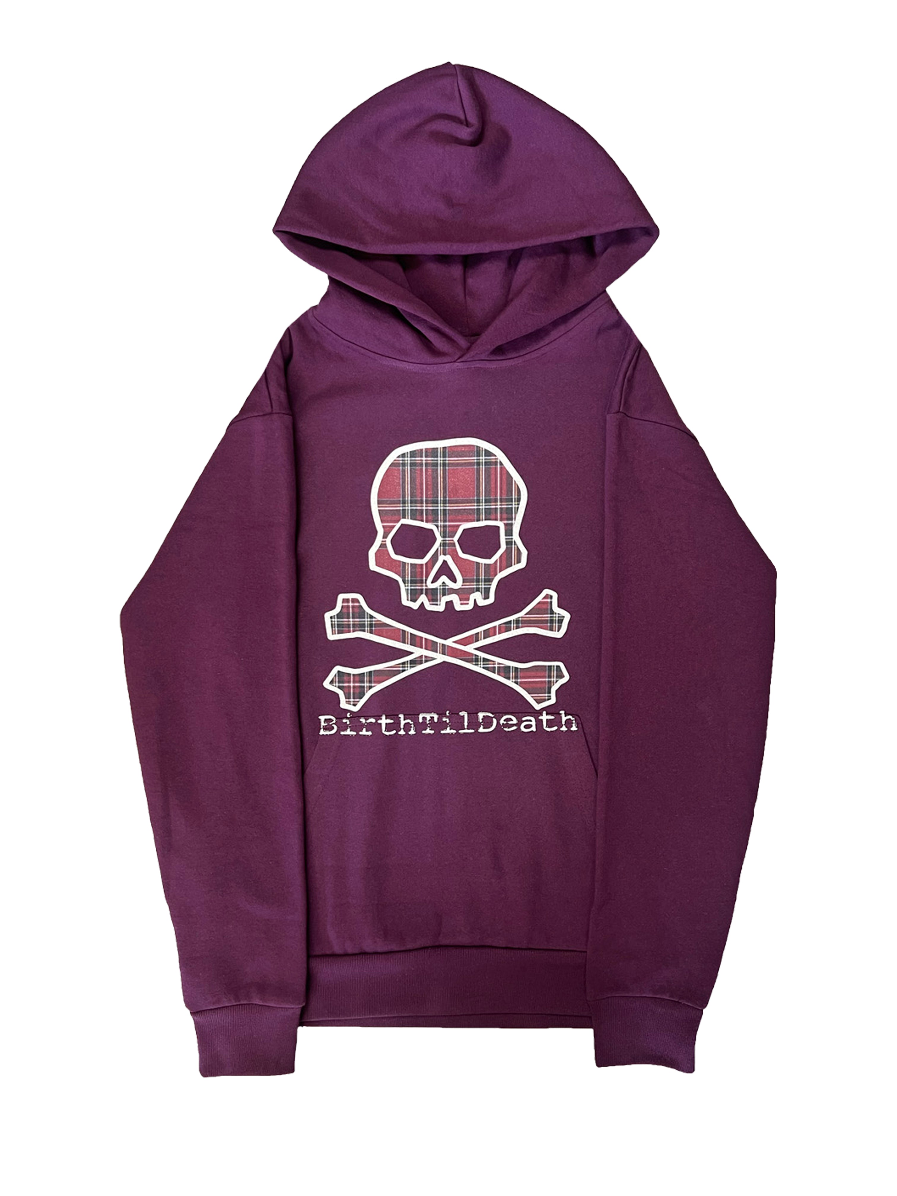 Plaid Skull Hoodie (Burgundy) – BTDUSA