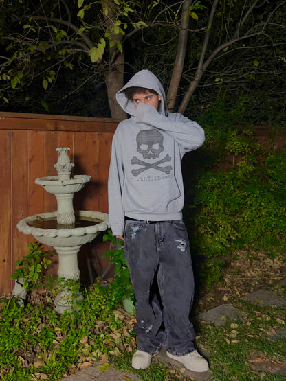 Plaid Skull Hoodie (Gray)