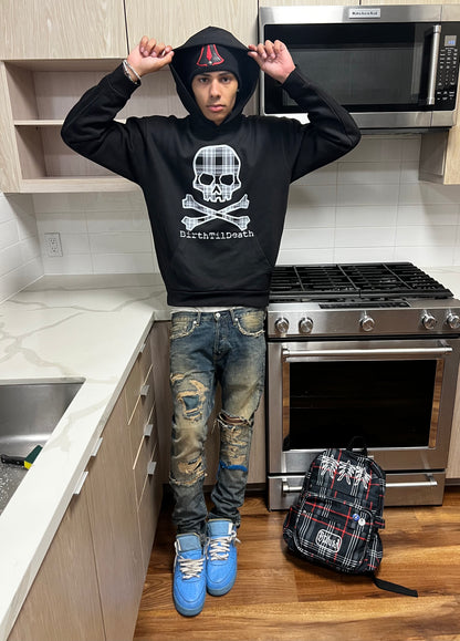 Plaid Skull Hoodie (Black)
