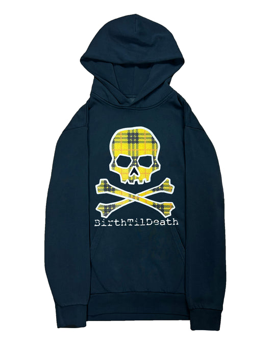 Plaid Skull Hoodie (Navy)
