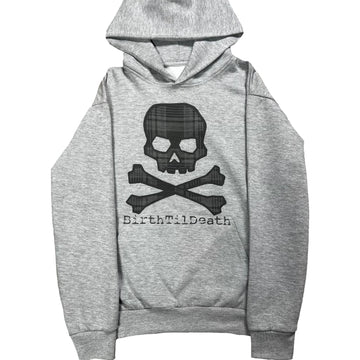 Plaid Skull Hoodie (Gray)