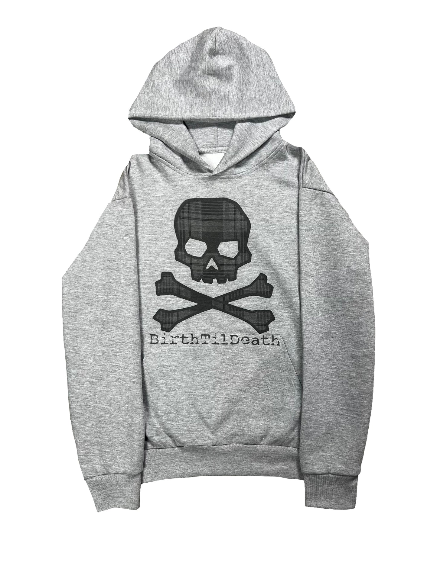 Plaid Skull Hoodie (Gray)